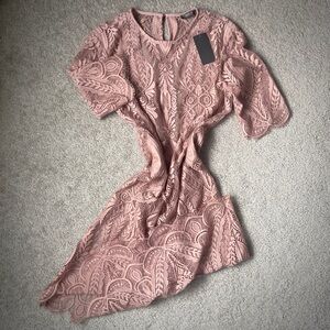 Pink Lace Cute Slip-on Sheer Coquette Spring Dress 🌸